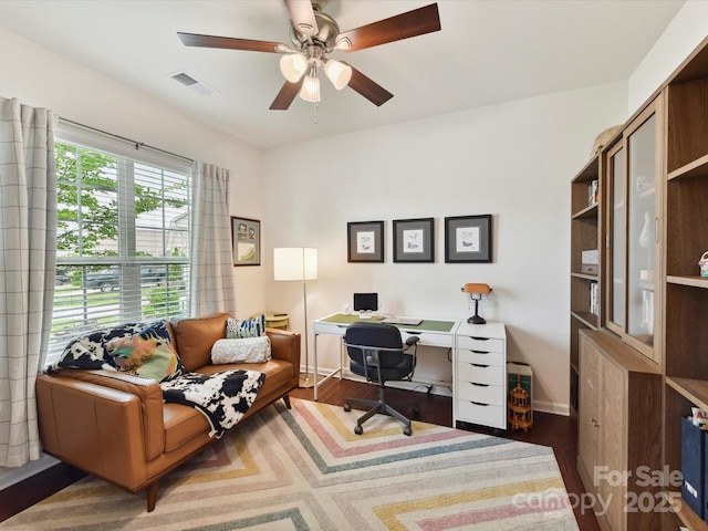 8035 Pastime Ln, Clover, SC 29710 - home office featuring ceiling fan and wood finished floors