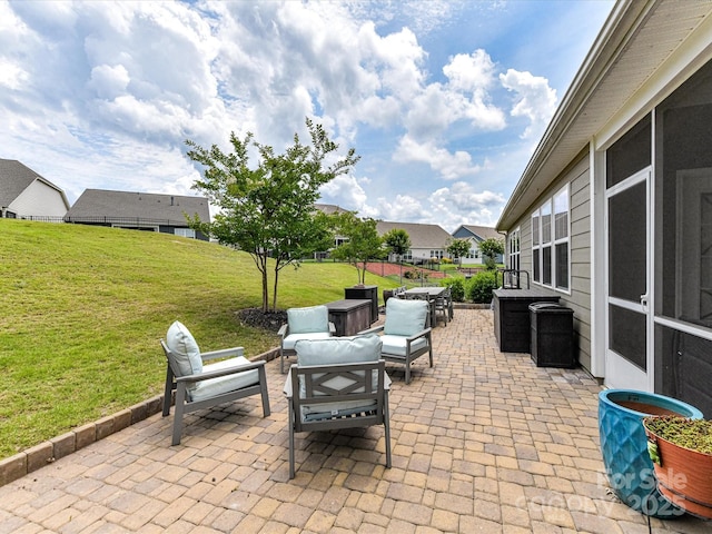 8035 Pastime Ln, Clover, SC 29710 - view of patio / terrace featuring an outdoor living space and a residential view