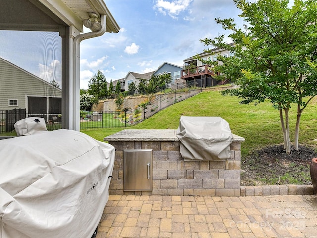 8035 Pastime Ln, Clover, SC 29710 - view of patio / terrace featuring grilling area and a residential view