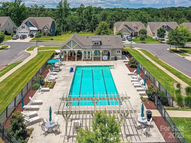 8035 Pastime Ln, Clover, SC 29710 - community pool featuring a residential view and a patio