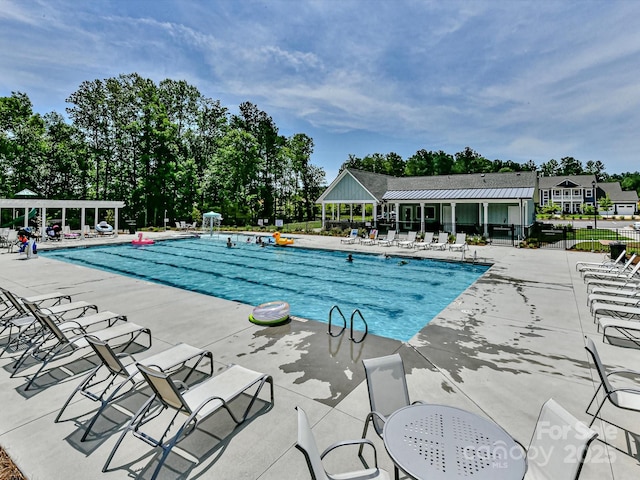 8035 Pastime Ln, Clover, SC 29710 - community pool featuring a patio and view of wooded area