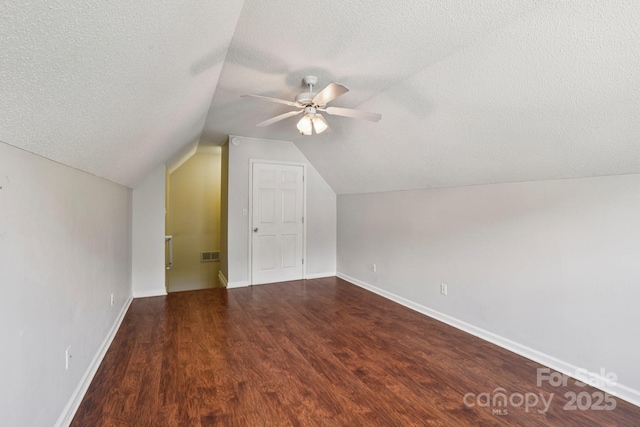 343 Stonehollow Rd, Fletcher, NC 28732 - bonus room with a textured ceiling, ceiling fan, wood finished floors, and lofted ceiling