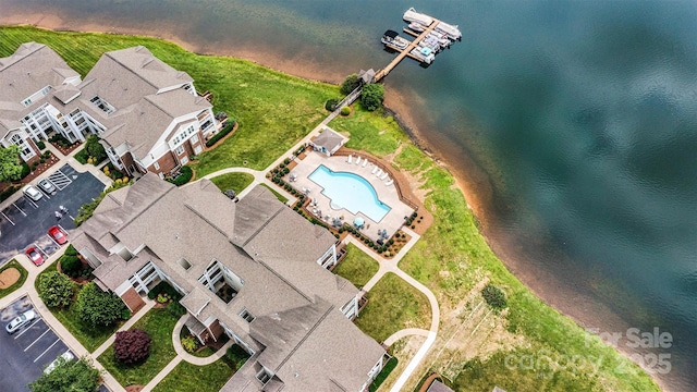 860 Jetton St Unit 59, Davidson, NC 28036 - drone / aerial view of a pool and a nearby body of water