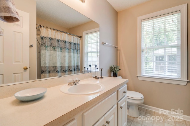 1 Loggerhead Dr, Columbia, SC 29229 - full bath with healthy amount of natural light, vanity, baseboards, and toilet