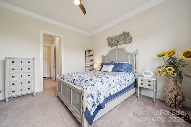 12410 Franklin Park Ln, Huntersville, NC 28078 - bedroom with carpet floors, ornamental molding, and ceiling fan