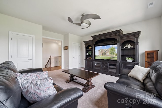 12410 Franklin Park Ln, Huntersville, NC 28078 - living room with ceiling fan and carpet flooring