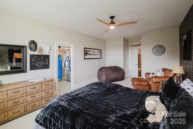 15103 Cimarron Hills Ln, Charlotte, NC 28278 - bedroom with light colored carpet, a walk in closet, and ceiling fan