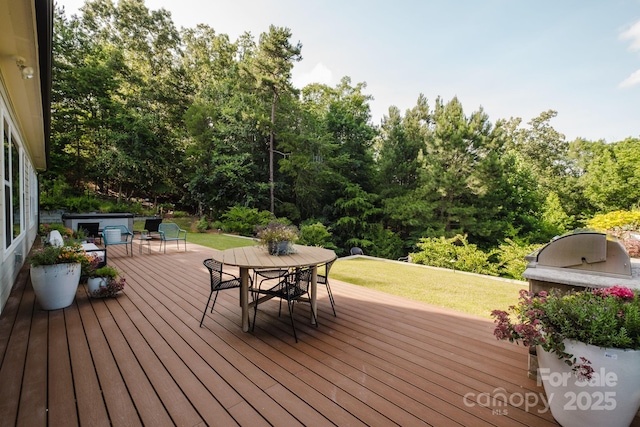 15103 Cimarron Hills Ln, Charlotte, NC 28278 - wooden terrace featuring outdoor dining space and a lawn