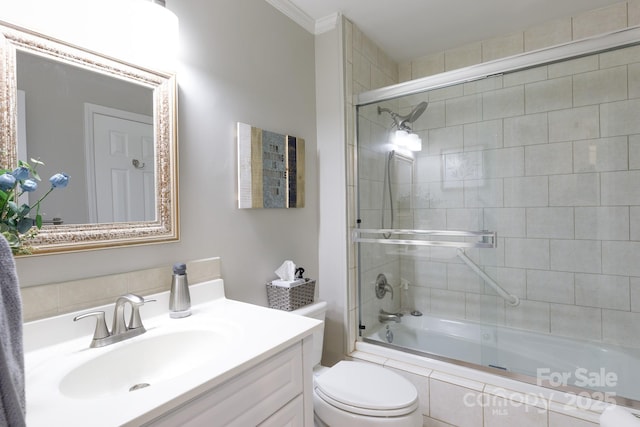 27092 Village Dr, Tega Cay, SC 29708 - full bath with tiled shower / bath combo, vanity, and ornamental molding