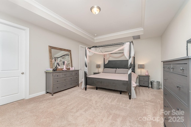 2606 Cheverny Pl, Concord, NC 28027 - bedroom featuring a raised ceiling, carpet, and crown molding