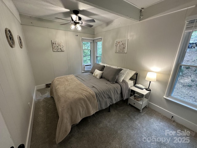 630 Shumont Rd, Black Mountain, NC 28711 - bedroom with carpet floors, baseboards, and ceiling fan