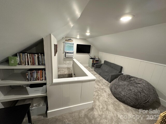 630 Shumont Rd, Black Mountain, NC 28711 - bedroom featuring carpet flooring, lofted ceiling, and cooling unit