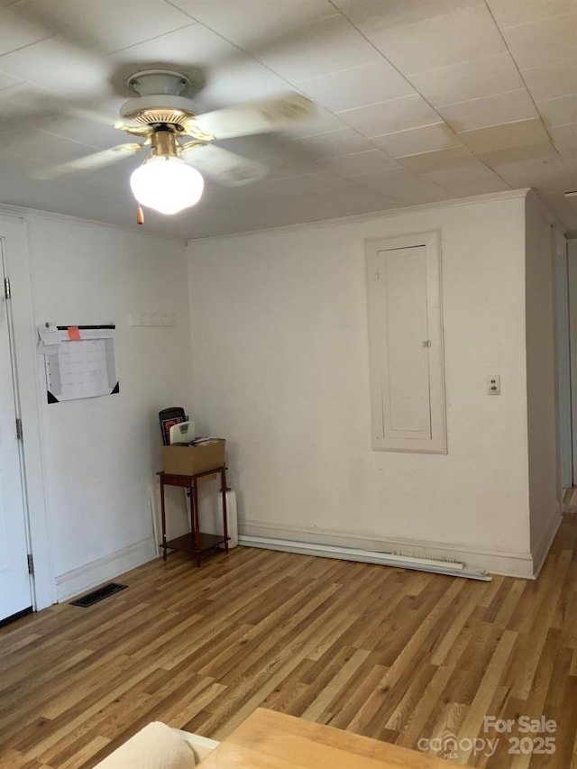 1721 9th Ave NE, Hickory, NC 28601 - spare room with light wood finished floors, electric panel, baseboards, and a ceiling fan
