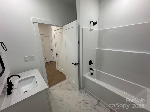 953 Mike Cir, Spartanburg, SC 29303 - full bath with marble finish flooring, vanity, and shower / tub combination