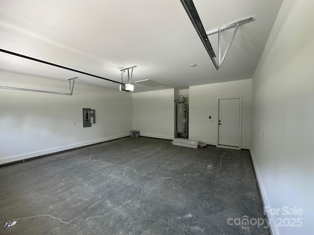 953 Mike Cir, Spartanburg, SC 29303 - garage featuring a garage door opener, water heater, electric panel, and baseboards