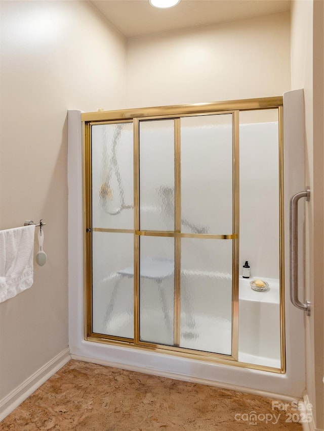 12 Country Meadows Ln, Hendersonville, NC 28792 - bathroom featuring an enclosed shower and baseboards