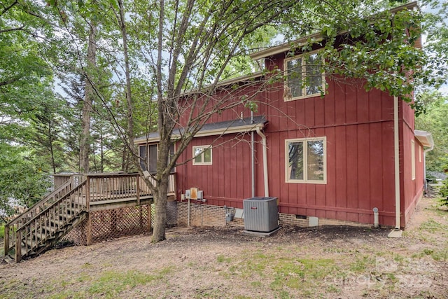 110 Hidden Valley St, Cherryville, NC 28021 - rear view of house featuring crawl space, a deck, and stairway