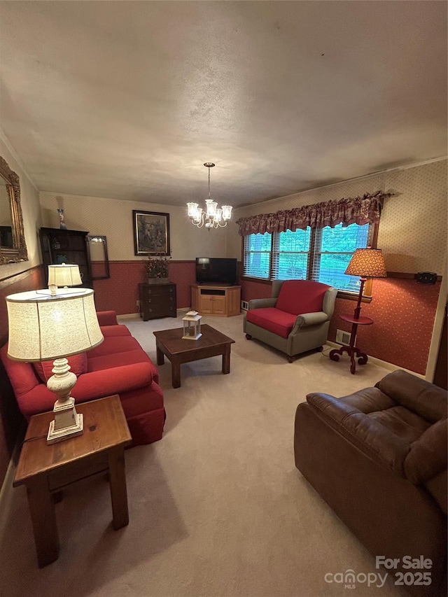 211 S Slack St, Albemarle, NC 28001 - carpeted living room with a chandelier
