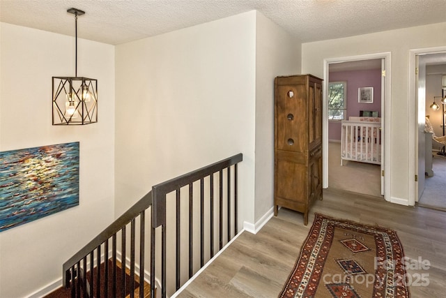 503 Crowfields Ln, Asheville, NC 28803 - corridor with an upstairs landing, wood finished floors, and a textured ceiling