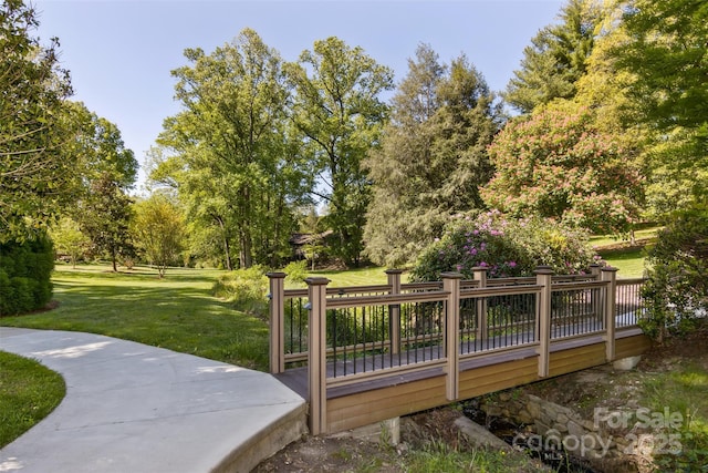 503 Crowfields Ln, Asheville, NC 28803 - surrounding community with a lawn, a deck, and view of scattered trees