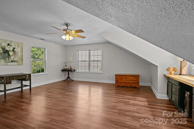 8700 Fox Tail Ln, Huntersville, NC 28078 - additional living space featuring wood finished floors, a ceiling fan, and a textured ceiling