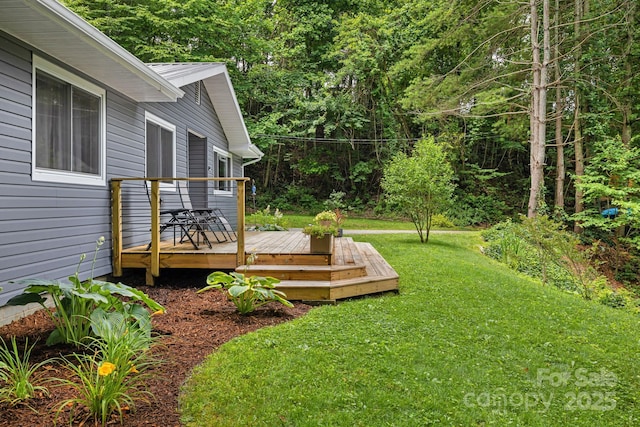 487 Duncan Creek Rd, Fletcher, NC 28732 - view of green lawn featuring a wooden deck