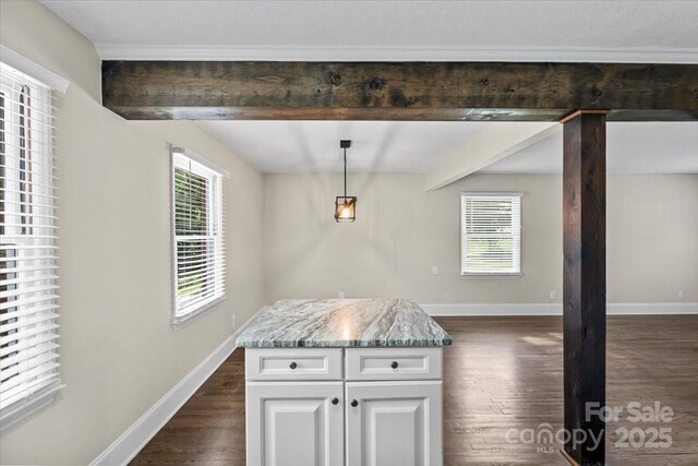 5811 Gettysburg Dr, Concord, NC 28027 - detailed view of wood finished floors and beam ceiling