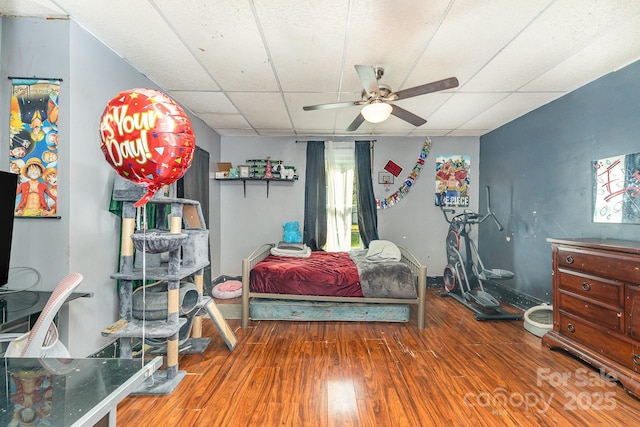 300 S Hudson Ave, Spencer, NC 28159 - bedroom with wood finished floors and a drop ceiling