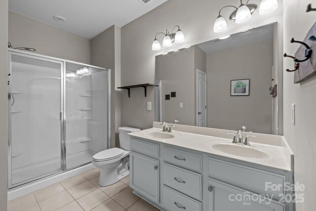 1569 Shannon Falls Dr, Fort Mill, SC 29715 - bathroom with tile patterned flooring, double vanity, and a stall shower