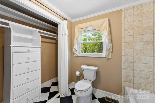 805 S Main St, Mount Holly, NC 28120 - full bath with tile patterned floors and ornamental molding
