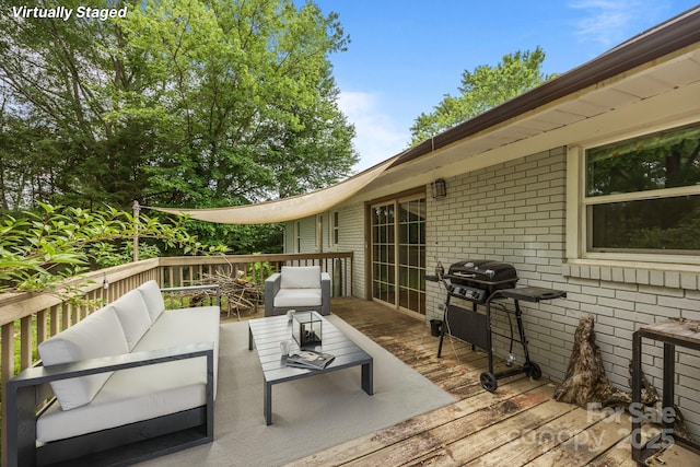 20 Summit Dr, Arden, NC 28704 - wooden deck with an outdoor hangout area and a grill