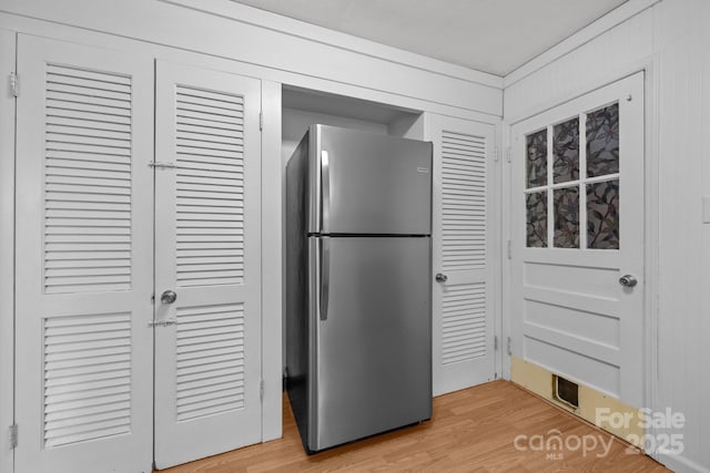 20 Summit Dr, Arden, NC 28704 - kitchen with freestanding refrigerator and light wood-type flooring