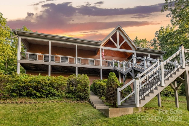 6 Grouse Ter, Fairview, NC 28730 - rear view of property with stairway and a yard