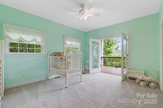 6 Grouse Ter, Fairview, NC 28730 - carpeted bedroom with multiple windows, access to outside, and ceiling fan
