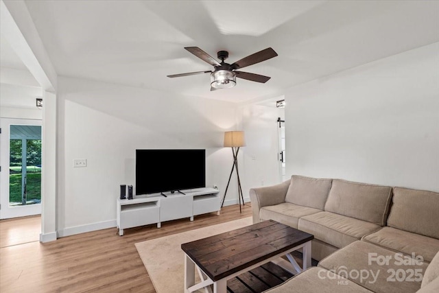 5740 Crouse Rd, Crouse, NC 28033 - living area with light wood-type flooring and ceiling fan