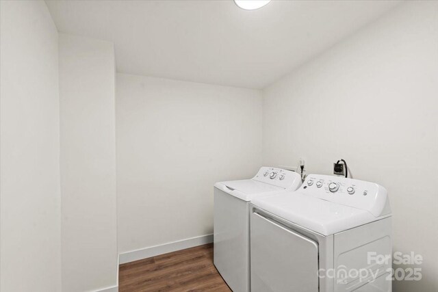 5740 Crouse Rd, Crouse, NC 28033 - laundry area featuring washing machine and dryer and dark wood-style flooring