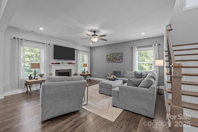322 Ethan Ln, Rock Hill, SC 29732 - living area featuring plenty of natural light, stairway, wood finished floors, and recessed lighting