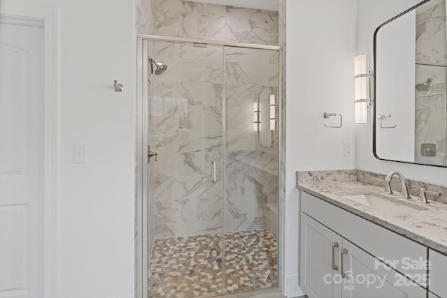 8283 Long Island Rd, Catawba, NC 28609 - bathroom with vanity and a marble finish shower