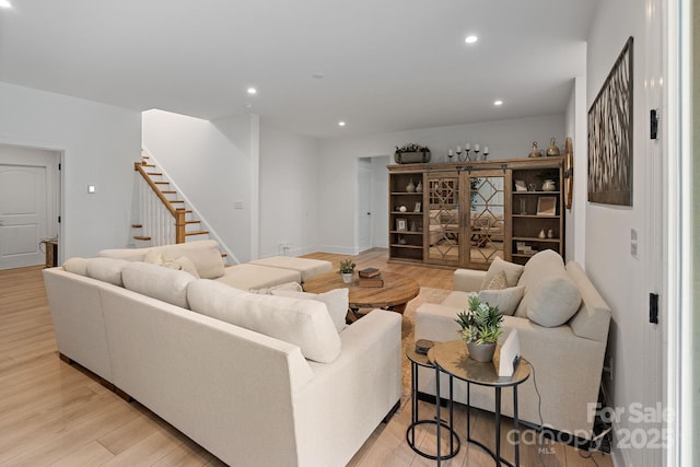 8283 Long Island Rd, Catawba, NC 28609 - living area featuring stairway, recessed lighting, and light wood finished floors