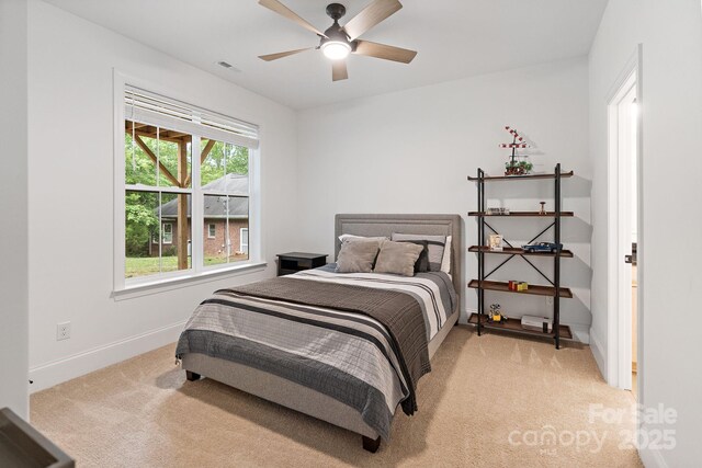 8283 Long Island Rd, Catawba, NC 28609 - bedroom featuring light carpet and a ceiling fan