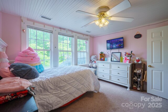 153 S Center St, Taylorsville, NC 28681 - bedroom with multiple windows, carpet flooring, and ceiling fan