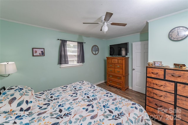 86 Pine Grove Dr, Andrews, NC 28901 - bedroom with wood finished floors, ornamental molding, and ceiling fan