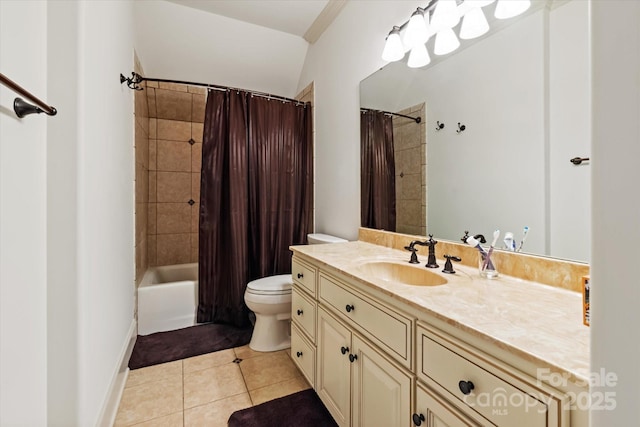 1500 Lookout Cir, Waxhaw, NC 28173 - full bath featuring vanity, tile patterned flooring, and shower / bathtub combination with curtain