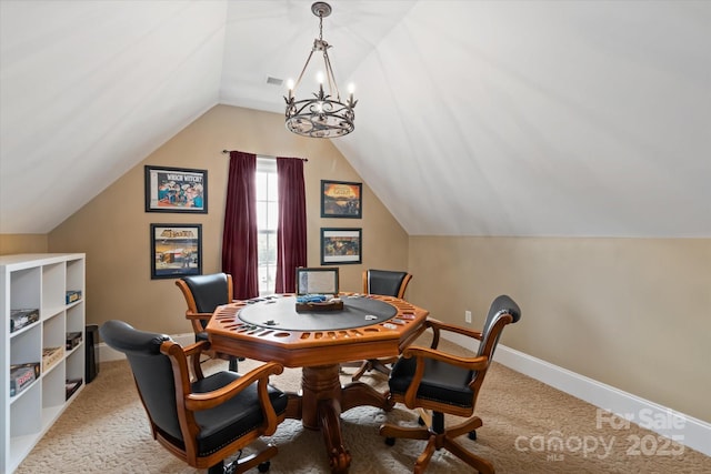 1500 Lookout Cir, Waxhaw, NC 28173 - dining area featuring light carpet, vaulted ceiling, and an office area