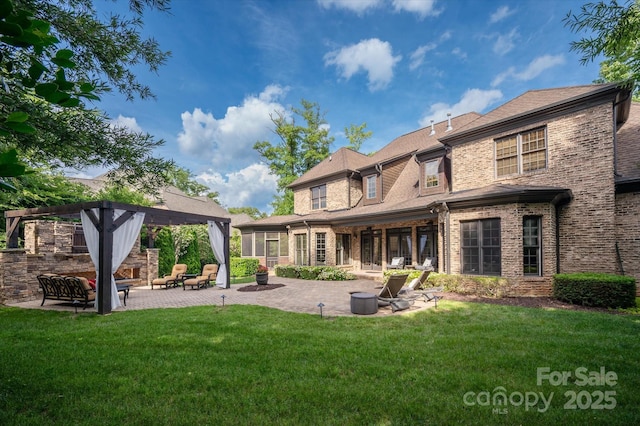 1500 Lookout Cir, Waxhaw, NC 28173 - rear view of property featuring a patio, a lawn, brick siding, and a pergola