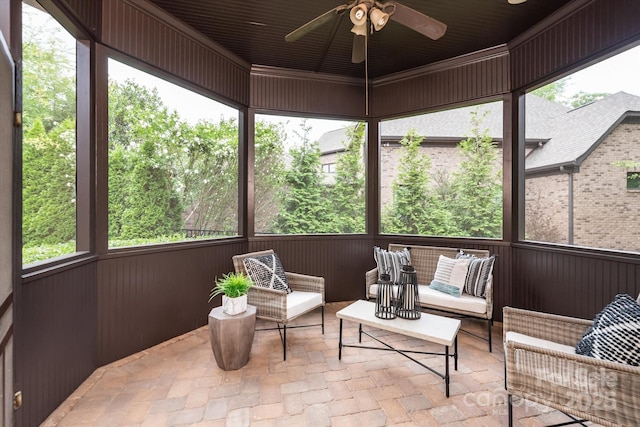 1500 Lookout Cir, Waxhaw, NC 28173 - sunroom / solarium featuring a ceiling fan and outdoor lounge area