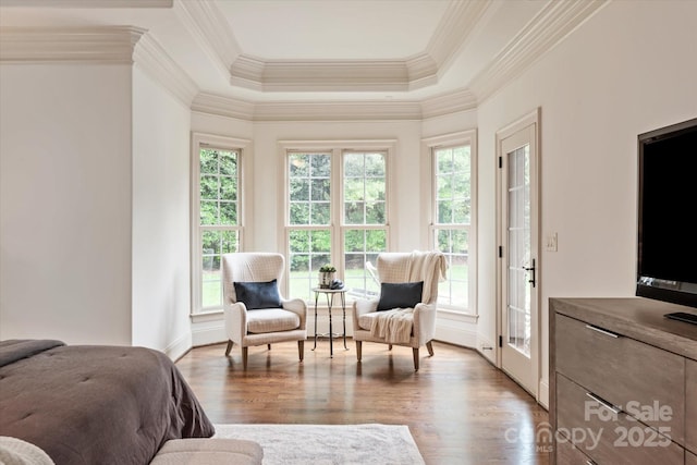 1500 Lookout Cir, Waxhaw, NC 28173 - bedroom featuring crown molding, wood finished floors, and a raised ceiling