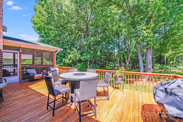 15811 Burlingame Dr, Huntersville, NC 28078 - wooden terrace with outdoor dining space