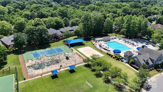 15811 Burlingame Dr, Huntersville, NC 28078 - bird's eye view of a pool area and a forest