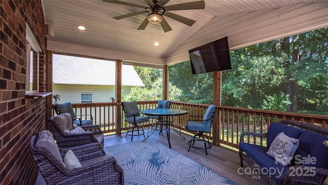 15811 Burlingame Dr, Huntersville, NC 28078 - wooden terrace featuring ceiling fan and an outdoor hangout area